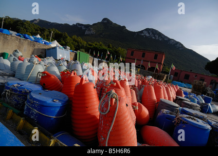 Fischernetz, Sabaudia See, Roman Canal, Circeo Nationalpark, Latina Lazio, Italien Stockfoto