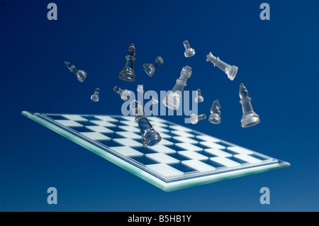 fliegende Schachbrett Stockfoto