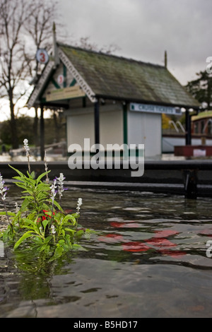 Überflutete Promenade am Lake Windermere Bowness Seenplatte UK Stockfoto