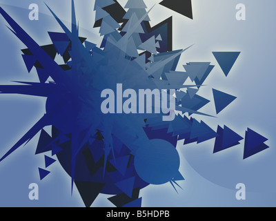 Explosion der geometrischen Formen abstrakte gerenderte Darstellung Stockfoto