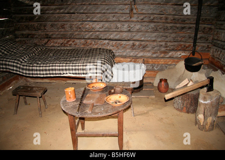 Einfaches Zimmer, ASTRA, Open Air Museum, Sibiu, Siebenbürgen, Rumänien Stockfoto