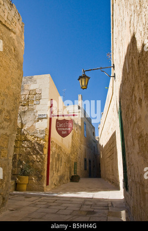 Einer der engen Gassen in Mdina, Malta. Mdina ist die alte Hauptstadt von Malta. Stockfoto