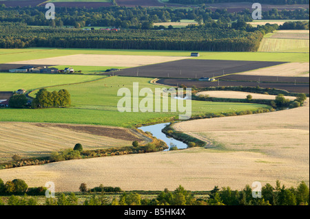 Blick über die Carse von Stirling und den Fluss Forth, Stirling, Schottland. Stockfoto