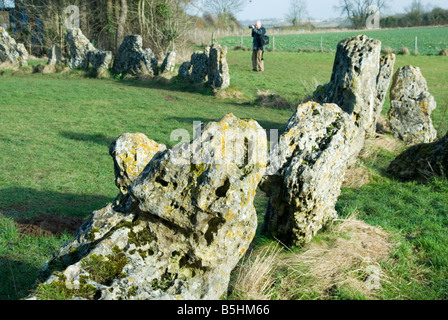 Der König s Männer Steinkreis die Rollright Stones Oxfordshire-England Stockfoto