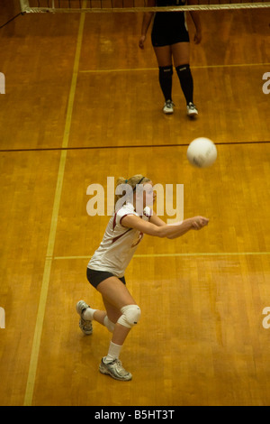 Volleyball-Spieler machen Unterarm Beule oder pass Stockfoto