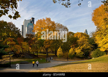 Central Park mit Jogger im Herbst fallen, New York, New York, Amerika, Usa. Stockfoto