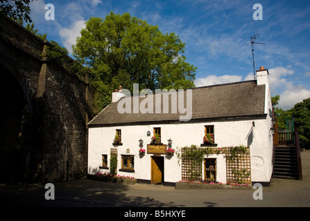 Eingebettet unter der Eisenbahnbrücke, John Meades traditionellen Pub und Restaurant, in der Nähe von Faithlegg, Grafschaft Waterford, Irland Stockfoto