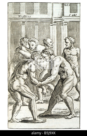 1740 Altertümer des antiken Griechenlands von John Potter Herr Erzbischof von Canterbury griechisch-römischen Olympic Sport Wrestling Akt physischer Stockfoto