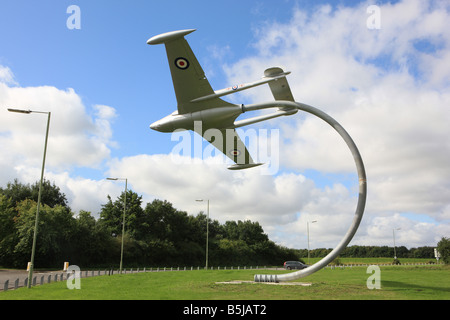 Eine frühe Düsenjäger eine de Havilland DH 112 Venom Grove Technology park einmal eine RAF-Basis in Wantage Oxfordshire UK Stockfoto