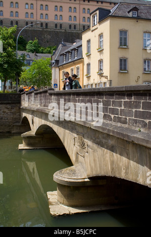 Brücke über den Fluss Alzette Grund Luxemburg 2006 Stockfoto