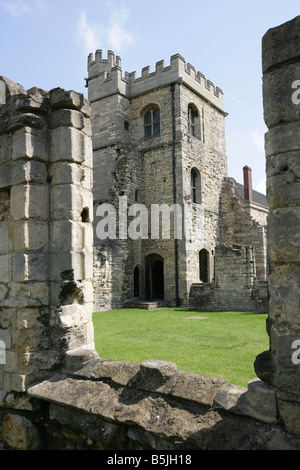 Stadt von Lincoln, England. Die partielle Ruinen des Palastes von Lincolns 12. Jahrhundert mittelalterliche Bischöfe. Stockfoto