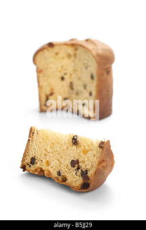 Italienischer Weihnachtskuchen Panettone auf Platte Stockfoto