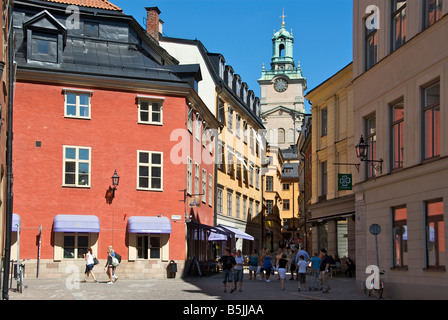 Storkyrko Brinken Straße Storkyrkan Kathedrale Inbackground Gamla Stan Stockholm Schweden Stockfoto