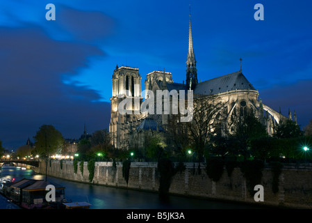Kathedrale Notre-Dame der Nacht Paris Frankreich Stockfoto