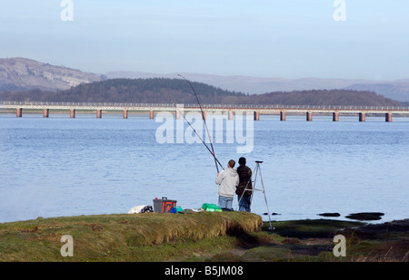 Fischer bei Arnside in Cumbria, an der Mündung des Flusses Kent Stockfoto