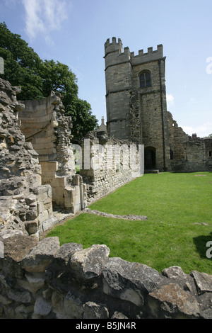 Stadt von Lincoln, England. Die partielle Ruinen des Palastes von Lincolns 12. Jahrhundert mittelalterliche Bischöfe. Stockfoto