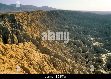 Borrego Badlands Schriften Punkt, Vallecito Mts in Dist, Sonnenaufgang an der Anza Borrego Desert State Park, Kalifornien USA Stockfoto