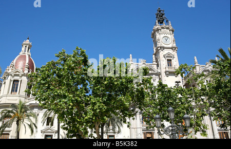 Valencia City Hall am Plaza del Ayuntamiento, Spanien, Europa, EU Stockfoto