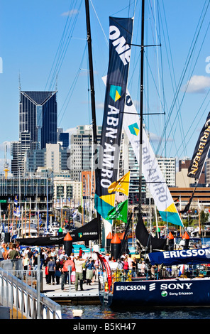 Melbourne Docklands / offene 70 Ocean Racing Boote festgemacht in Melbourne Victoria Australien Stockfoto