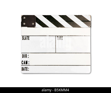 Echte Clap Board mit Verschleiß isoliert auf weißem Hintergrund Stockfoto
