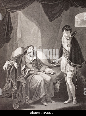 Henry IV. Bestätigt Prinz Henry. Szene aus Heinrich IV. Von William Shakespeare. Stockfoto