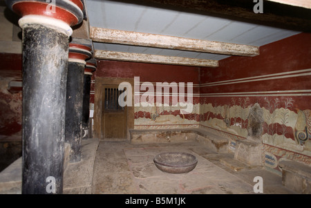 Thronsaal des Königs Minos Palast von Knossos auf Kreta Griechenland Stockfoto