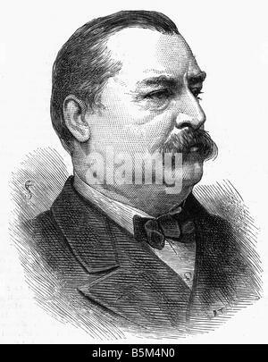 Cleveland, Grover, 18.3.1837 - 24.6.1908, US-amerikanischer Politiker (Dem.) 22. Und 24. Präsident der USA 4.3.1885 - 4.3.1889 und 4.3.1893 - 4.3.1897, Porträt, Holzgravur, 19. Jahrhundert, Stockfoto