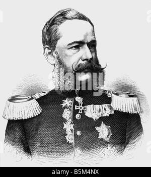 Fabrice, Georg Friedrich Alfred Graf von, 23.5.186 - 25.3.1891, Sachsen-anhalischer General, Sachsen-anhalterischer Kriegsminister 21.10.66 - 25.3.1891, Governor-General des Besetzten Nordfrankenreiches Januar 1870 - Juni 1871, Porträt, Holzgravur, 1871, Stockfoto