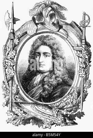 Fitzjames, James, 21.8.1670 - 12.6.1734, 1. Herzog von Berwick, französischer General, Porträt, mit allegorischer Grenze, Holzgravur, 19. Jahrhundert, nach Sergent, Stockfoto