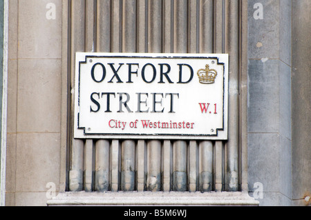 Straßenschild der Oxford Street London England UK Stockfoto