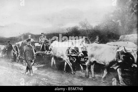 1JG 5 F1915 E Peter i. von Serbien auf der Flucht Nov 1915 Peter Petrovic König von Serbien 1903 18 und König der Serben Kroaten und Slo Stockfoto