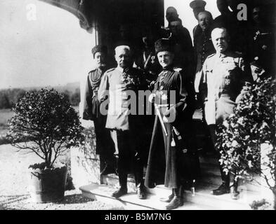 1RD 197 F1918 E Skoropadsky Hindenburg und Ludendorff Skoropadsky Pavlo russischen General Hetman der Ukraine während der deutschen Oc c Stockfoto