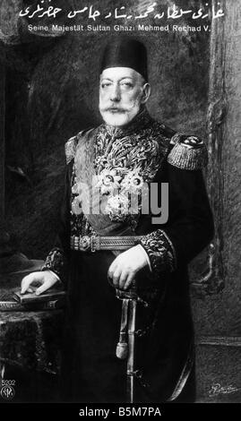 1TK 91 C1915 E Mehmed V Reshad Postkarte 1915 Mehmed V Reshad türkischen Sultan 1909 18 Constantinople 2. November 1844 ebd. 3 1. Juli Stockfoto