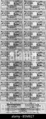 2 F20 A5 1918 1 9. Krieg Bond deutschen Reiches 1918 Finance Bond Anleihe des Deutschen Reiches von 1918 Wertschätzung 100 Mark 9. Krieg Bond sie Stockfoto