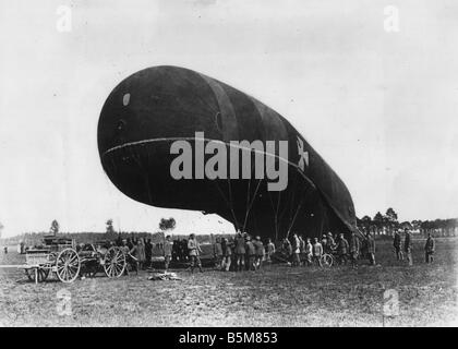 2 G55 B1 1914 8 Aerial Warfare Weltkrieg ein Ballon Geschichte Weltkrieg einen Aerial Warfare Bundeswehr Ballon für Luftaufnahmen Re verwendet Stockfoto