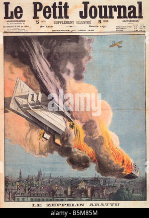 2 G55 B1 1915 2 deutsche Luftschiff 1915 Le Petit Journal Geschichte Weltkrieg Luftkrieg Le Zeppelin Abattu A deutsche Recon Aiss Stockfoto