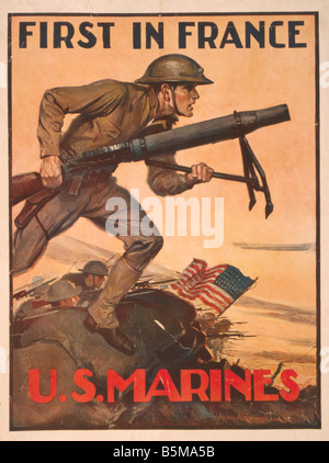 2 G55 P1 1917 61 WW ich U.S. Marine Recruiting Poster Geschichte Weltkrieg Propaganda zunächst in Frankreich U S Marines Propaganda durch den U Stockfoto