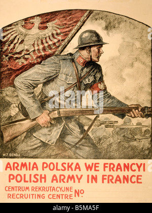 2 G55 P1 1917 64 WW I USA Recruiting Plakat 1917 Geschichte Erster weltkrieg Propaganda Armia Polska wir Francyi polnischeArmee in Frankreich Pr Stockfoto