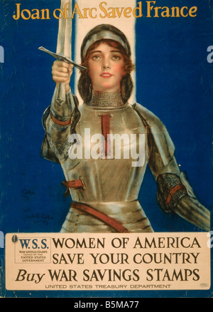 2 G55 P1 1918 71 WW I Joan of Arc Frankreich Poster Geschichte Weltkrieg Propaganda Joan of Arc gespeichert Frankreich Frauen of America s gespeichert Stockfoto