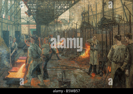 2 T12 H1 1915 Hans Baluschek Kupfer Gießerei Ptg 1915 Baluschek Hans 1870 1935 Kupferhuette Kupfer Gießerei 1915, Öl auf Leinwand 89 Stockfoto