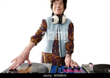 ein sehr funky senior dj Kratzer Stockfoto