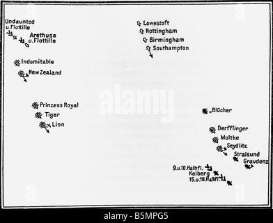 9 1915 1 24 F1 Naval battle Helgoland 1915 Skizze Weltkrieg 1914-18 1 Seekrieg schweren Kampf zwischen deutschen und britischen hohen Meer Stockfoto