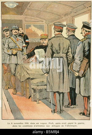 9 1918 11 11 A1 4 Waffenstillstand Compiègne 1918 1. Weltkrieg Waffenstillstand Verhandlungen zwischen Deutschland und den Alliierten in den Wald von Co Stockfoto