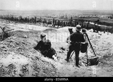 9 1918 5 29 A1 6 Offensive Mai 1918 Ger Signalstation Front westdeutschen 1. Weltkrieg große offensive März Juli 1918 Break th Stockfoto