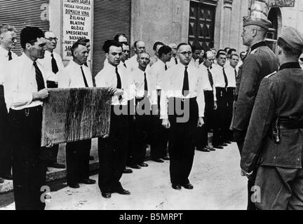 9 1941 4 23 A1 Sarajewo Denkmal für Ger Armee 1941 Weltkrieg 2 Balkan Kampagne 1941 Jugoslawien unter deutscher Besatzung nach Surr Stockfoto