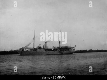 S M S Moewe im Rufidji Foto Deutsch-Ostafrika heute Tansania als deutsche Kolonie 1884 1920 S M S Moewe Rufidji Foto 1914 Stockfoto