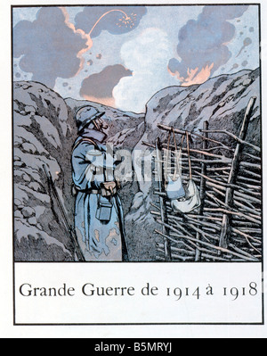 9FK 1914 0 0 A1 Französisch Soldaten in einem Graben Job Weltkrieg 1914-18 Frankreich Grande Guerre de 1914 1918 französische Soldat in einem Trenc Stockfoto