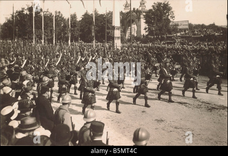 9FK 1919 7 14 A1 19 Sieg Cel Paris 14 7 1919 Schotten Paris 14. Juli 1919 verbündet Siegesfeiern für Ende März WWI Stockfoto