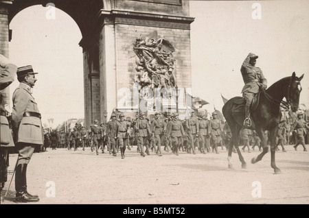 9FK 1919 7 14 A1 8 E Sieg feiern Paris Arc d Triom Frankreich Verbündeten feiern die Vic Tory im ersten Weltkrieg in Stockfoto