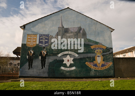 Loyalist/Unionist Wandbild. "Shankill Road unterstützt Drumcree" Stockfoto